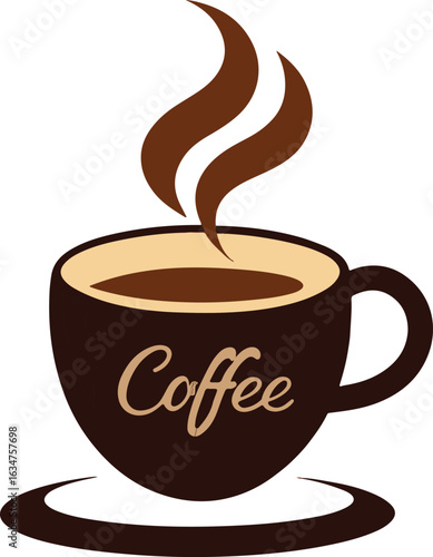 Steaming Cup of Coffee Brown Aroma Design Illustration