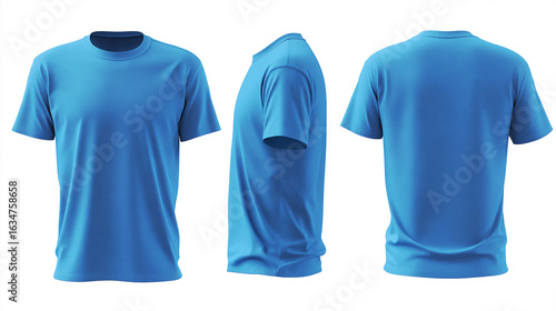 Present your brand with this high-quality blackish blue t-shirt mock-up template. Each t-shirt mock-up angle front, side, and back offers a realistic visualization for designers.