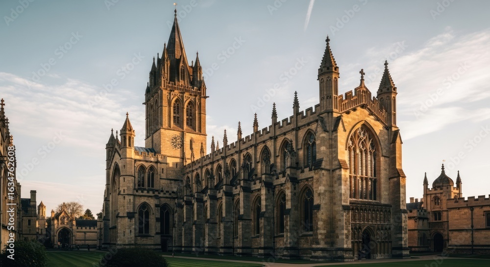 Fototapeta premium Ancient stone church facade, sunlit