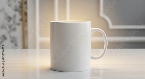 Wallpaper Mural Elegant white ceramic mug sitting on a bright white table with warm inviting light. Torontodigital.ca