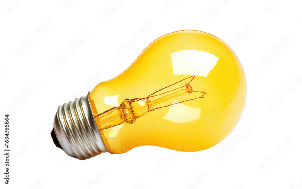 Glowing yellow light bulb on transparent background, png Glowing yellow light bulb on transparent background, png