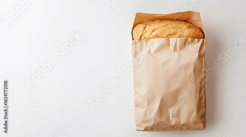  Rustic brown kraft bag holding crusty bread
