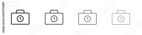 Work experience icons in black simple line elements.