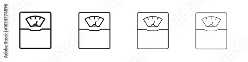 Weight scale icons in black simple line elements.