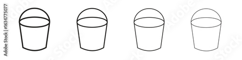Water bucket icons in black simple line elements.