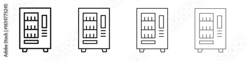 Vending machine icons in black simple line elements.