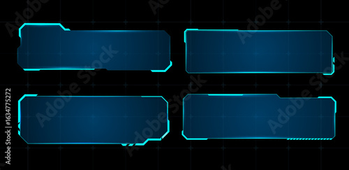 Set  Sci-Fi lower third or text box vector editable