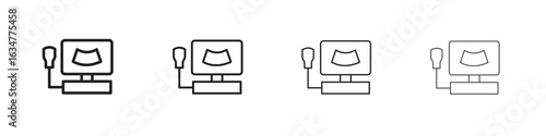 Ultrasonography icons in black simple line elements.