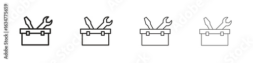 Toolbox icons in black simple line elements.
