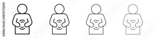 Stomachache icons in black simple line elements.
