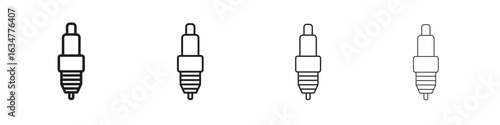 Spark plug icons in black simple line elements.