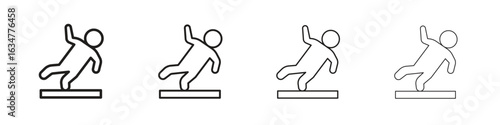 Slippery floor icons in black simple line elements.