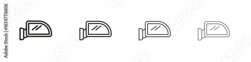 Side mirror icons in black simple line elements.