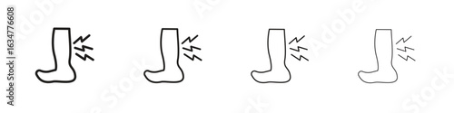 Shin pain icons in black simple line elements.