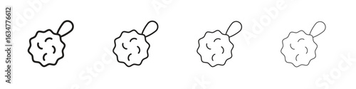 Shower sponge ball icons in black simple line elements.