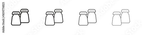 Salt and pepper shakers icons in black simple line elements.