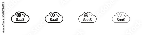 SaaS icons in black simple line elements.