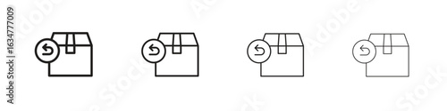 Return purchase icons in black simple line elements.