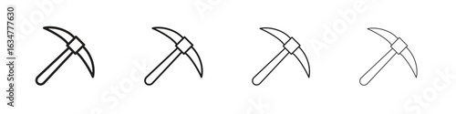 Pick axe icons in black simple line elements.
