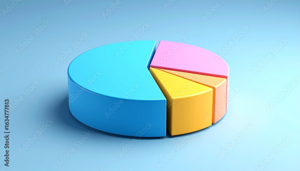 Obraz premium Colorful 3D Pie Chart Data Visualization Business Graphic.