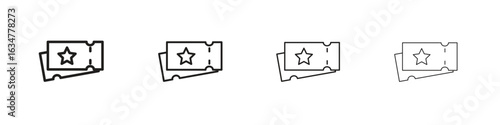 Movie ticket icons in black simple line elements.