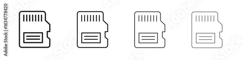 Memory card icons in black simple line elements.