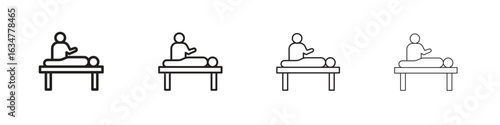 Massage icons in black simple line elements.