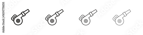 Leaf blower icons in black simple line elements.