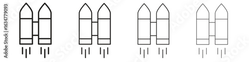 Jetpack icons in black simple line elements.