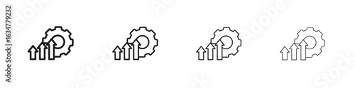 Improvement icons in black simple line elements.