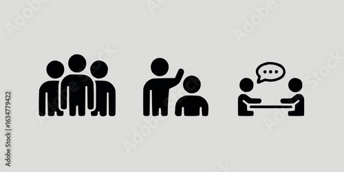Group of People Icons Depicting Collaboration Networking and Communication in Business Settings or Social Interactions