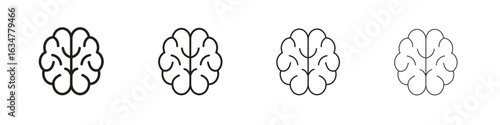 Human brain icons in black simple line elements.
