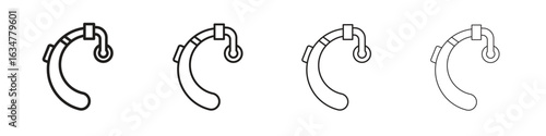 Hearing aid icons in black simple line elements.
