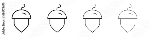 Hazelnut icons in black simple line elements.