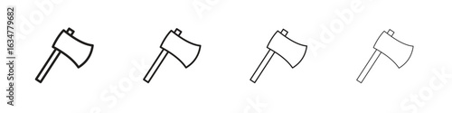 Hatchet icons in black simple line elements.
