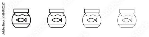 Fish bowl icons in black simple line elements.
