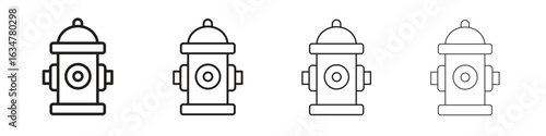 Fire hydrant icons in black simple line elements.