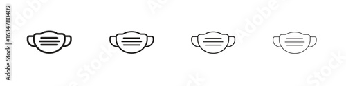 Face mask icons in black simple line elements.