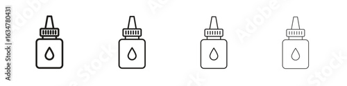 eye drop icons in black simple line elements.