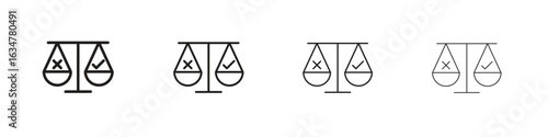 Ethics icons in black simple line elements.