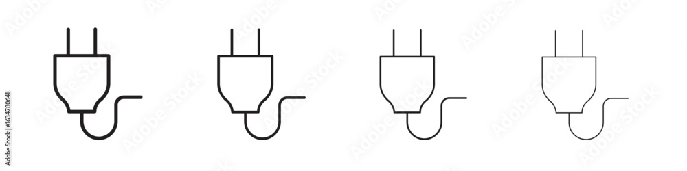 Obraz premium Electrical plug icons in black simple line elements.