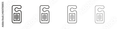 Door hanger icons in black simple line elements.