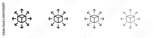 Distribution channel icons in black simple line elements.