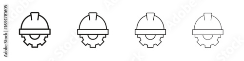 Construction worker icons in black simple line elements.