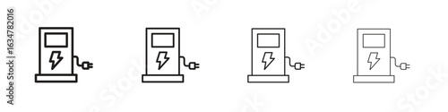 Charging station icons in black simple line elements.