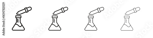 Chemical test icons in black simple line elements.