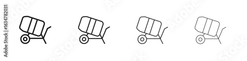 cement mixers icons in black simple line elements.