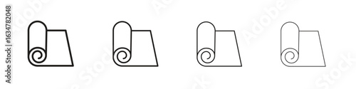 Carpet roll icons in black simple line elements.