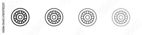 Car bearing icons in black simple line elements.