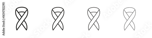 Cancer ribbon icons in black simple line elements.